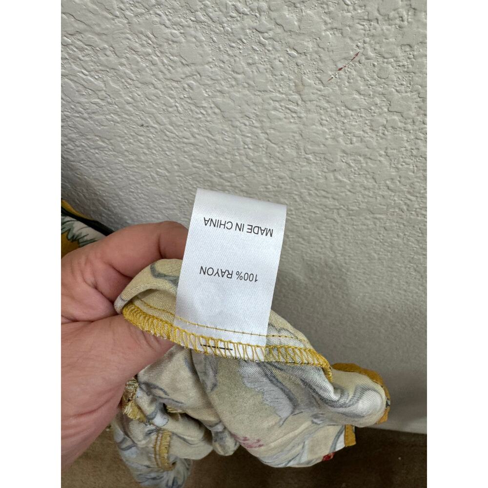 NWT Women's Long Yellow Tropical Flowy Belt Tie Dress Jumper Style Large - Picture 8 of 13